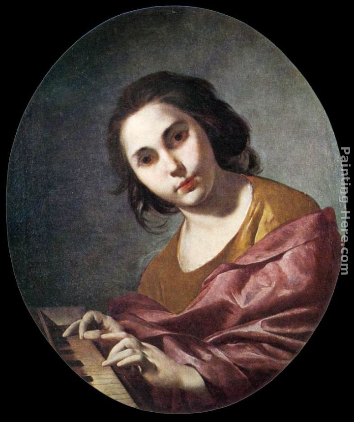 Clavichord Player painting - Bernardo Cavallino Clavichord Player art painting